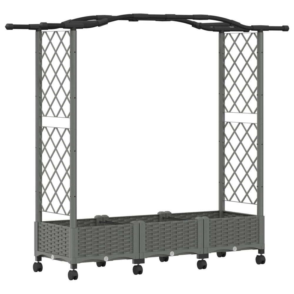 Produktbild för Upphöjd Bädd med Spaljé och Tak Ljusgrå 169 x 40 x 129 cm PP