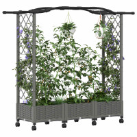 Produktbild för Upphöjd Bädd med Spaljé och Tak Ljusgrå 169 x 40 x 129 cm PP