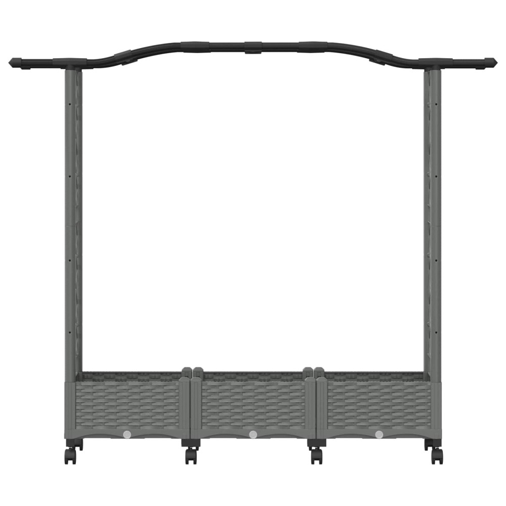 Produktbild för Upphöjd Bädd med Spaljé och Tak Ljusgrå 169 x 40 x 129 cm PP