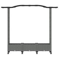 Produktbild för Upphöjd Bädd med Spaljé och Tak Ljusgrå 169 x 40 x 129 cm PP
