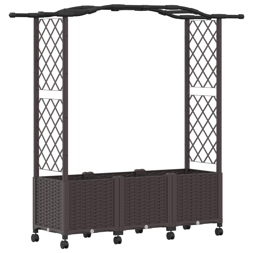 Produktbild för Upphöjd Bädd med Spaljé och Tak Brun 164 x 40 x 144 cm PP