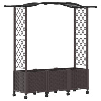 Produktbild för Upphöjd Bädd med Spaljé och Tak Brun 164 x 40 x 144 cm PP