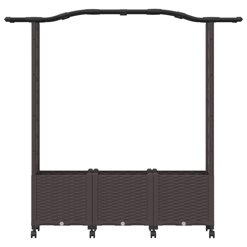 Produktbild för Upphöjd Bädd med Spaljé och Tak Brun 164 x 40 x 144 cm PP