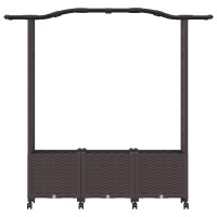 Produktbild för Upphöjd Bädd med Spaljé och Tak Brun 164 x 40 x 144 cm PP