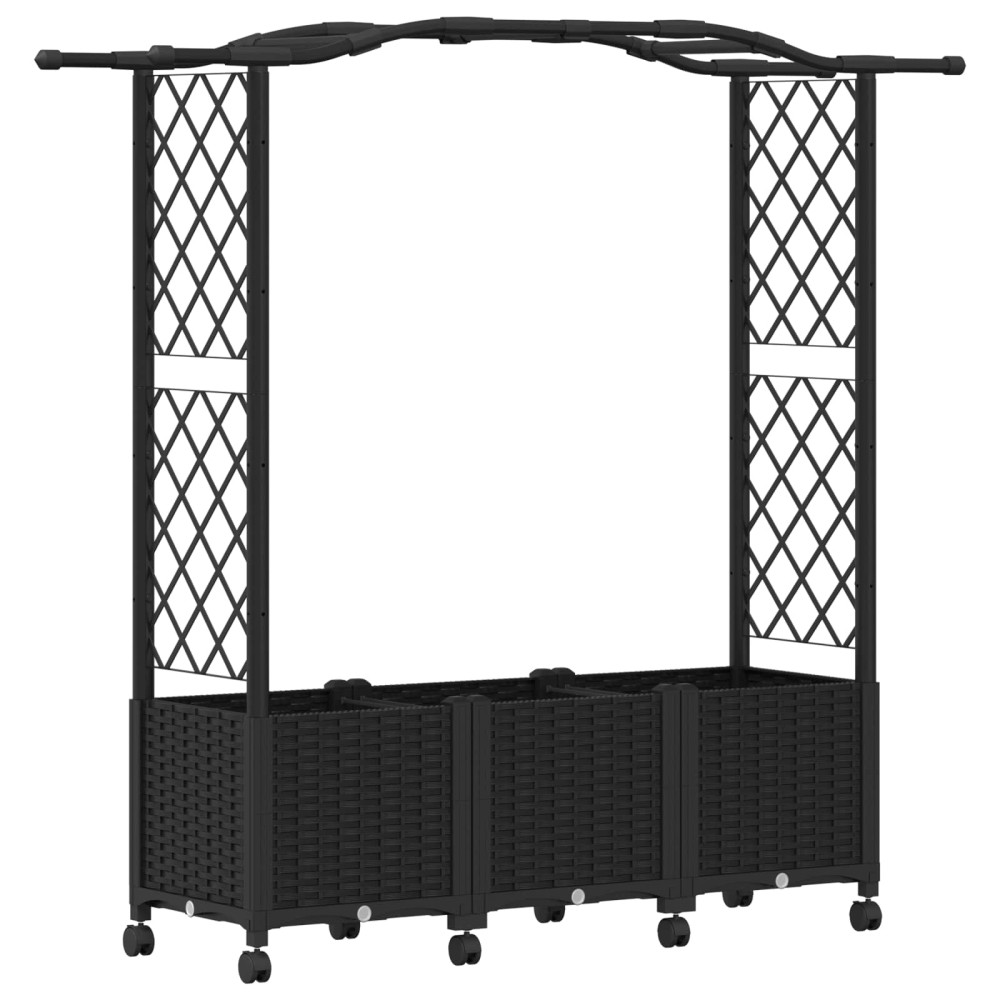 Produktbild för Upphöjd Bädd med Spaljé och Tak Svart 164 x 40 x 144 cm PP