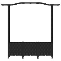 Produktbild för Upphöjd Bädd med Spaljé och Tak Svart 164 x 40 x 144 cm PP