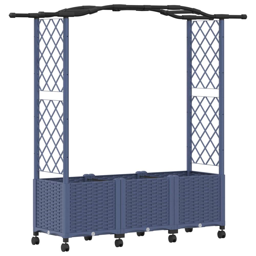 Produktbild för Upphöjd Bädd med Spaljé och Tak Grå 164 x 40 x 144 cm PP