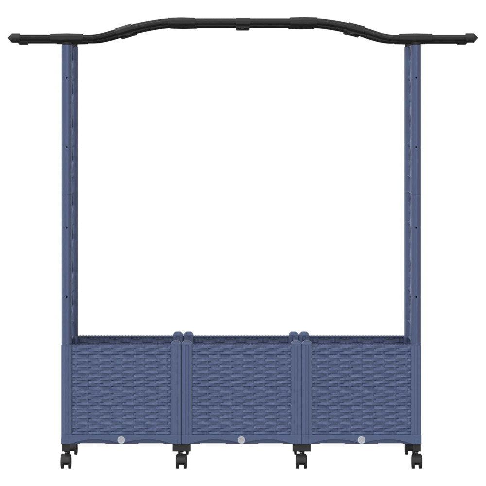 Produktbild för Upphöjd Bädd med Spaljé och Tak Grå 164 x 40 x 144 cm PP