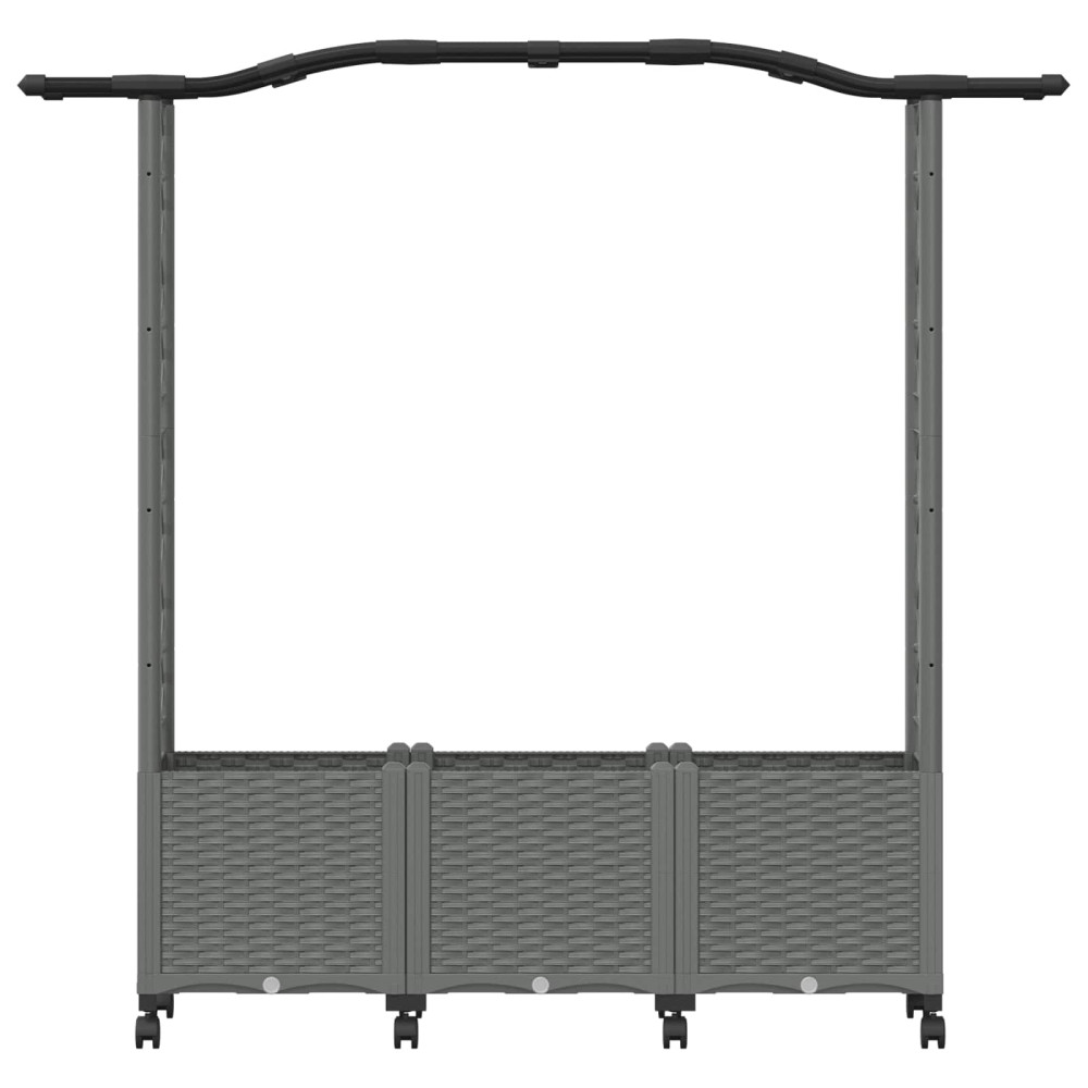 Produktbild för Upphöjd Bädd med Spaljé och Tak Ljusgrå 164 x 40 x 144 cm PP