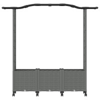 Produktbild för Upphöjd Bädd med Spaljé och Tak Ljusgrå 164 x 40 x 144 cm PP