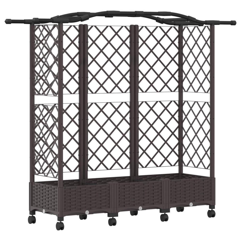 Produktbild för Upphöjd Bädd med Spaljé och Tak Brun 163 x 40 x 129 cm PP