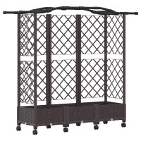 Produktbild för Upphöjd Bädd med Spaljé och Tak Brun 163 x 40 x 129 cm PP