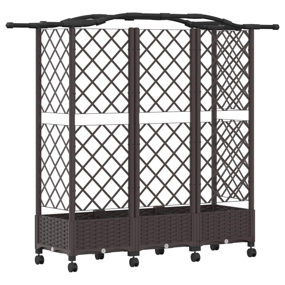 Produktbild för Upphöjd Bädd med Spaljé och Tak Brun 163 x 40 x 129 cm PP