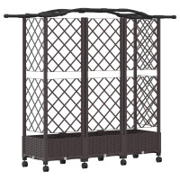 Produktbild för Upphöjd Bädd med Spaljé och Tak Brun 163 x 40 x 129 cm PP
