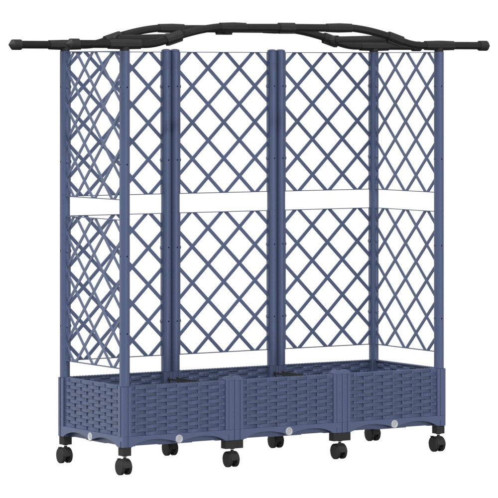Produktbild för Upphöjd Bädd med Spaljé och Tak Grå 163 x 40 x 129 cm PP