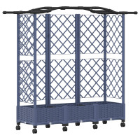 Produktbild för Upphöjd Bädd med Spaljé och Tak Grå 163 x 40 x 129 cm PP