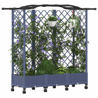 Produktbild för Upphöjd Bädd med Spaljé och Tak Grå 163 x 40 x 129 cm PP