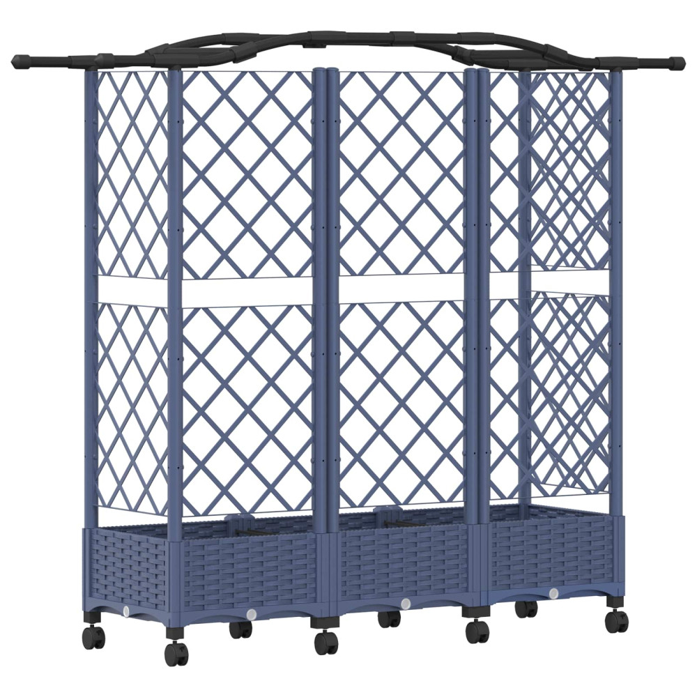 Produktbild för Upphöjd Bädd med Spaljé och Tak Grå 163 x 40 x 129 cm PP
