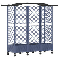Produktbild för Upphöjd Bädd med Spaljé och Tak Grå 163 x 40 x 129 cm PP