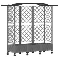 Produktbild för Upphöjd Bädd med Spaljé och Tak Ljusgrå 163 x 40 x 129 cm PP