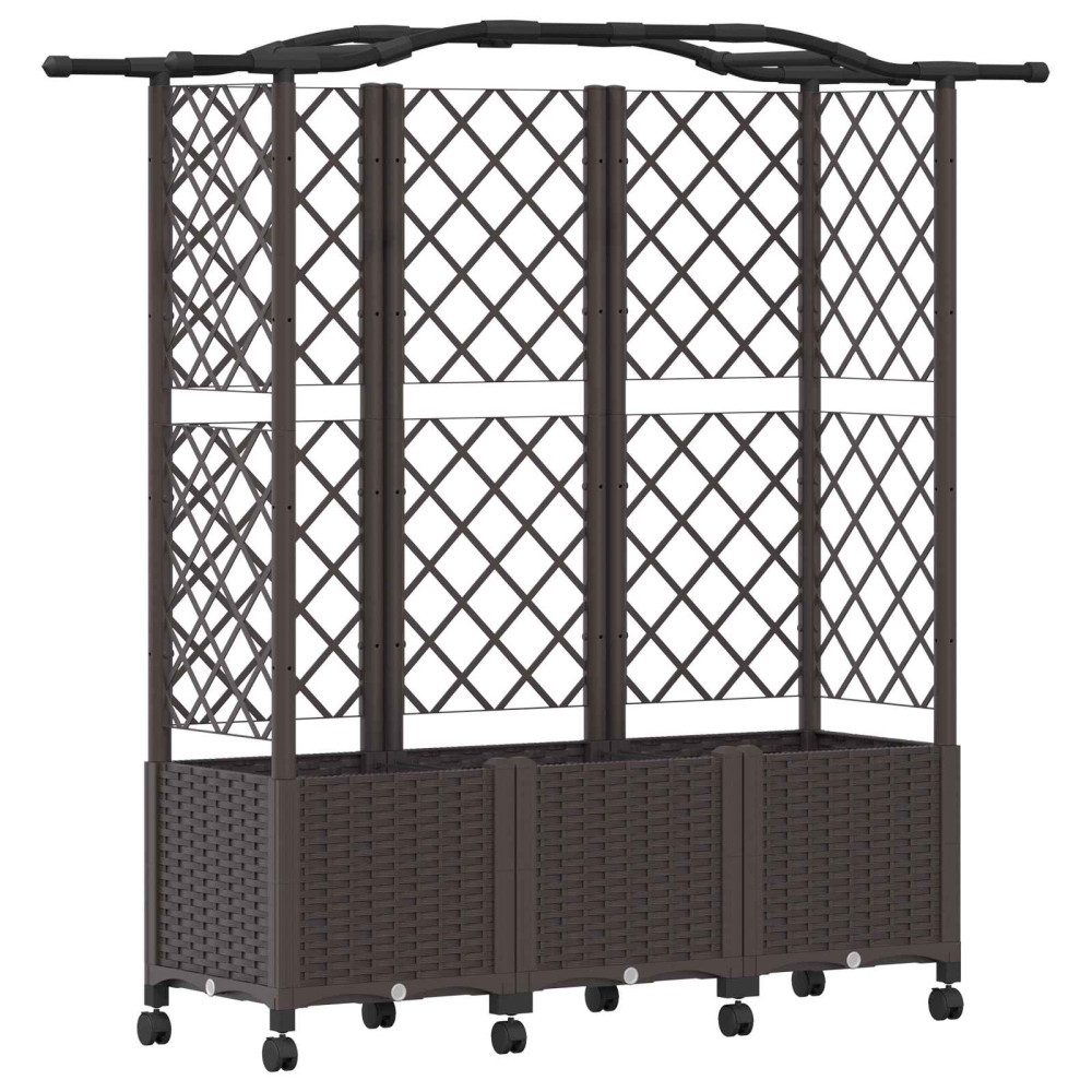 Produktbild för Upphöjd Bädd med Spaljé och Tak Brun 163 x 40 x 144 cm PP