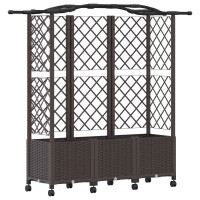 Produktbild för Upphöjd Bädd med Spaljé och Tak Brun 163 x 40 x 144 cm PP