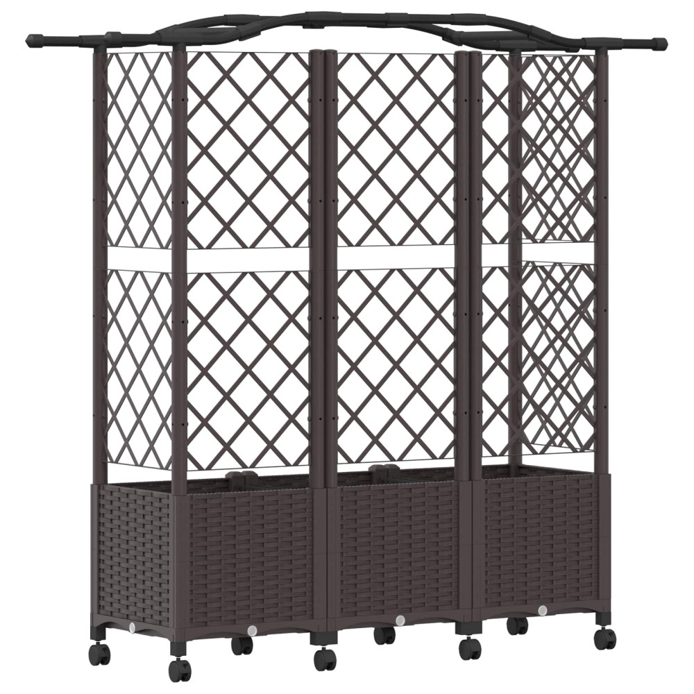 Produktbild för Upphöjd Bädd med Spaljé och Tak Brun 163 x 40 x 144 cm PP