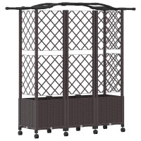 Produktbild för Upphöjd Bädd med Spaljé och Tak Brun 163 x 40 x 144 cm PP
