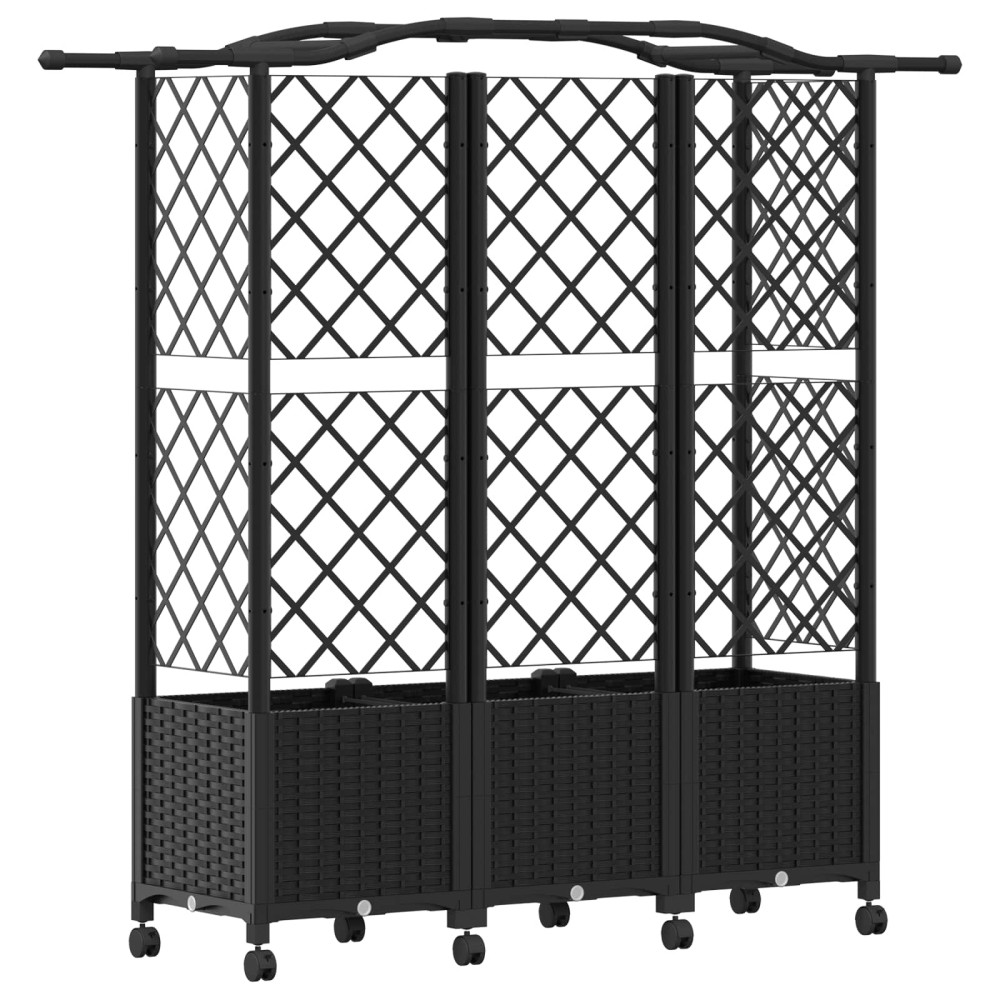 Produktbild för Upphöjd Bädd med Spaljé och Tak Svart 163 x 40 x 144 cm PP