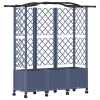 Produktbild för Upphöjd Bädd med Spaljé och Tak Grå 163 x 40 x 144 cm PP