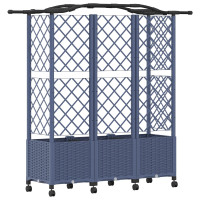 Produktbild för Upphöjd Bädd med Spaljé och Tak Grå 163 x 40 x 144 cm PP
