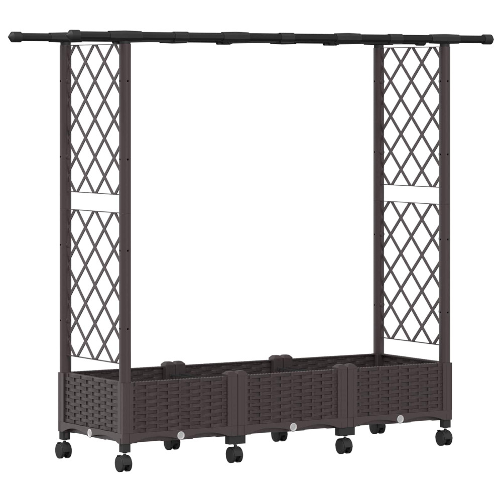Produktbild för Upphöjd Bädd med Spaljé och Tak Brun 164 x 40 x 127 cm PP