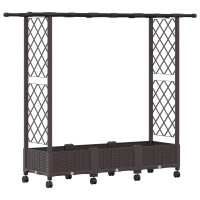 Produktbild för Upphöjd Bädd med Spaljé och Tak Brun 164 x 40 x 127 cm PP
