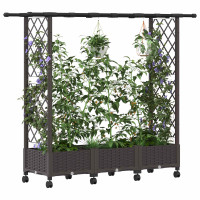 Produktbild för Upphöjd Bädd med Spaljé och Tak Brun 164 x 40 x 127 cm PP