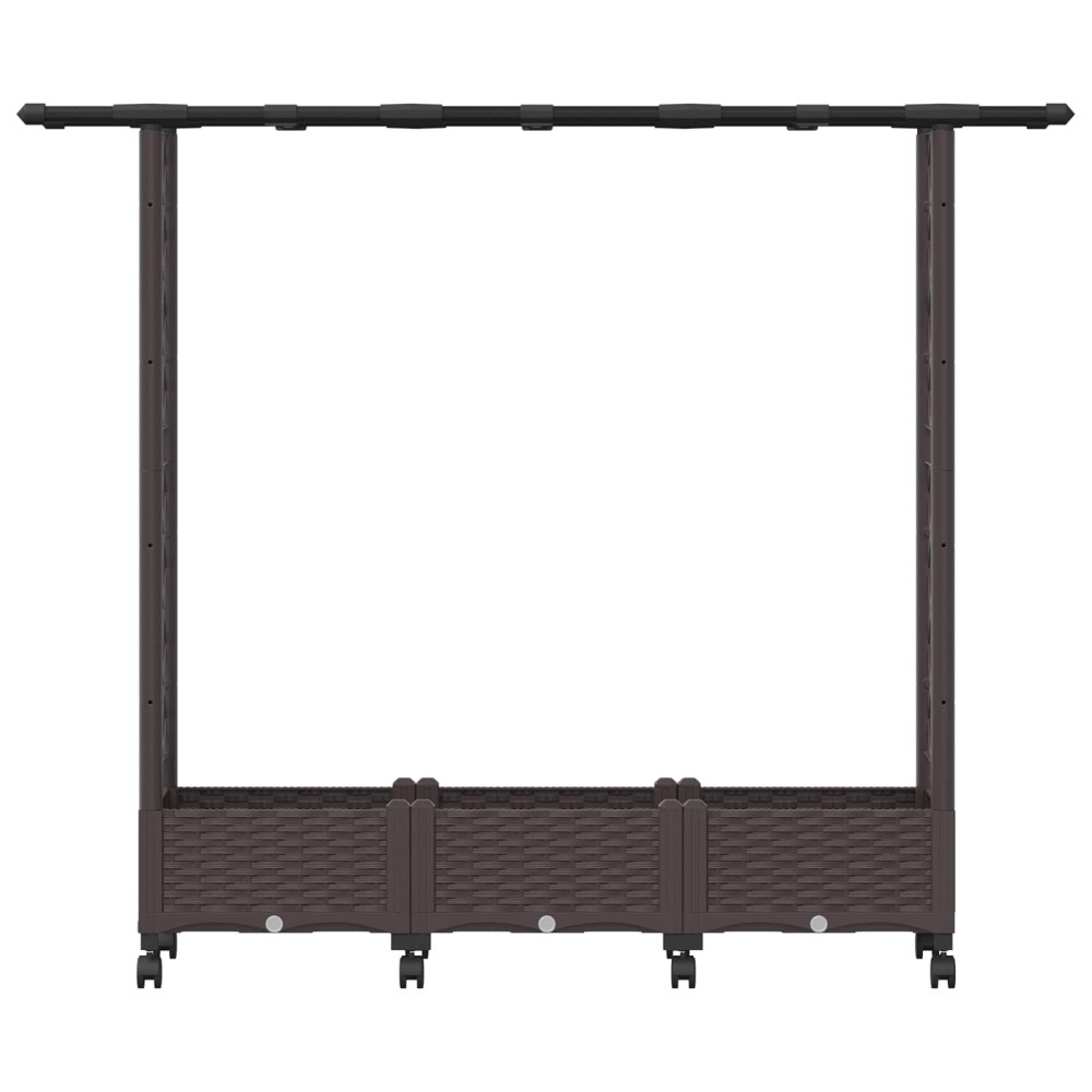 Produktbild för Upphöjd Bädd med Spaljé och Tak Brun 164 x 40 x 127 cm PP