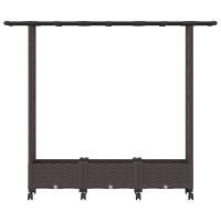Produktbild för Upphöjd Bädd med Spaljé och Tak Brun 164 x 40 x 127 cm PP