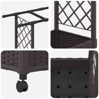 Produktbild för Upphöjd Bädd med Spaljé och Tak Brun 164 x 40 x 127 cm PP