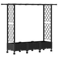 Produktbild för Upphöjd Bädd med Spaljé och Tak Svart 164 x 40 x 127 cm PP