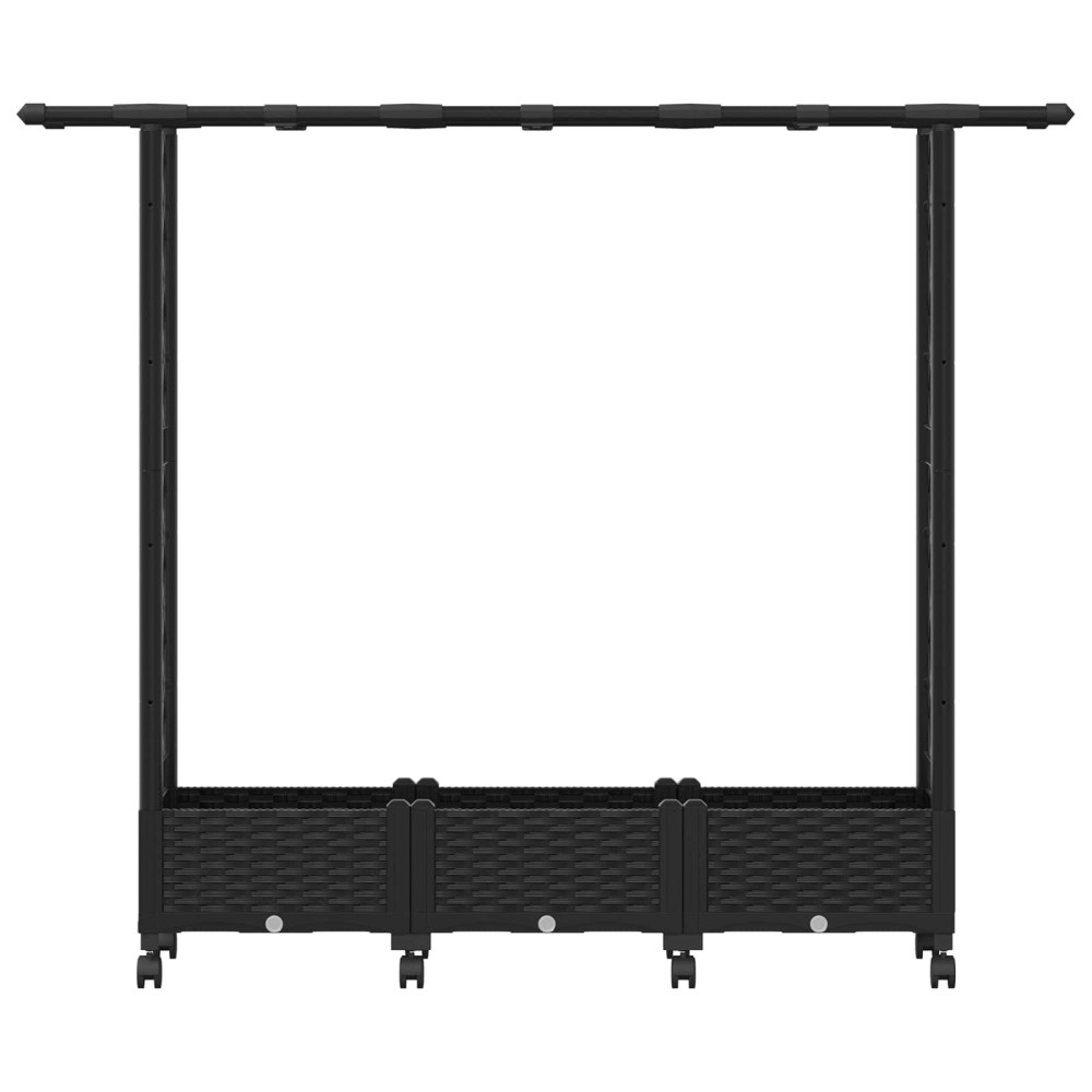 Produktbild för Upphöjd Bädd med Spaljé och Tak Svart 164 x 40 x 127 cm PP