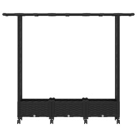 Produktbild för Upphöjd Bädd med Spaljé och Tak Svart 164 x 40 x 127 cm PP