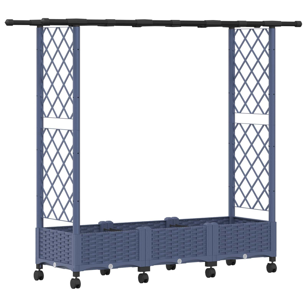 Produktbild för Upphöjd Bädd med Spaljé och Tak Grå 164 x 40 x 127 cm PP