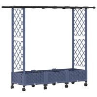 Produktbild för Upphöjd Bädd med Spaljé och Tak Grå 164 x 40 x 127 cm PP