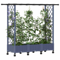 Produktbild för Upphöjd Bädd med Spaljé och Tak Grå 164 x 40 x 127 cm PP