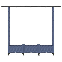 Produktbild för Upphöjd Bädd med Spaljé och Tak Grå 164 x 40 x 127 cm PP