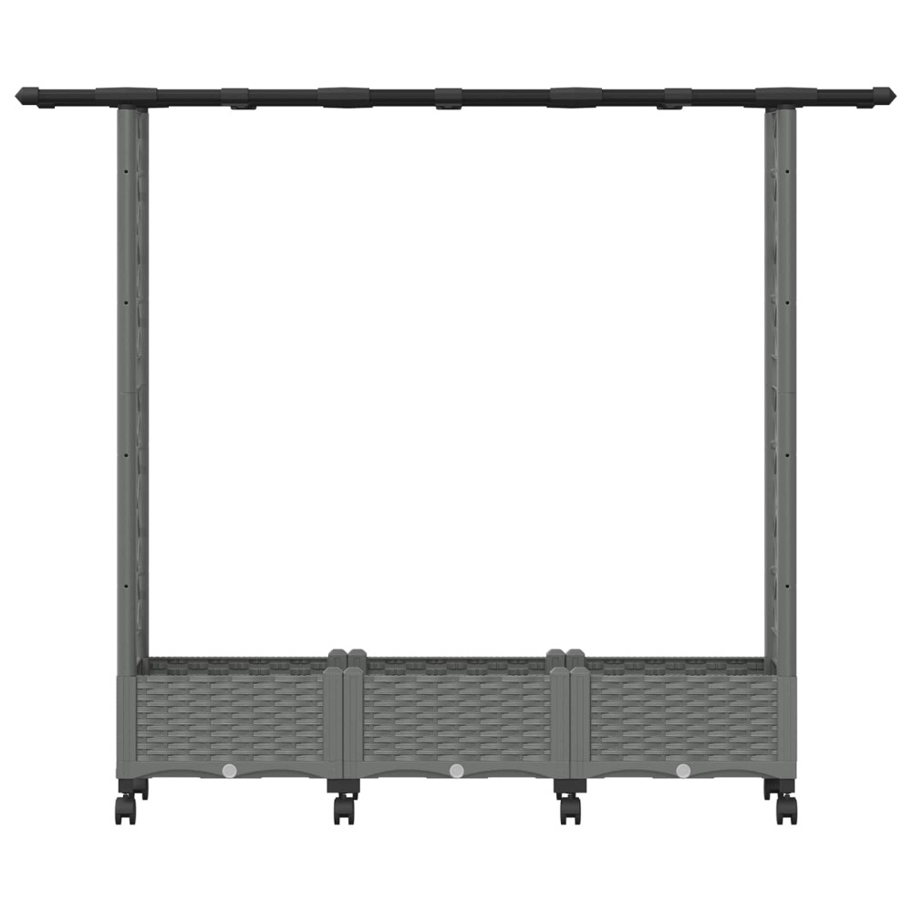 Produktbild för Upphöjd Bädd med Spaljé och Tak Ljusgrå 164 x 40 x 127 cm PP