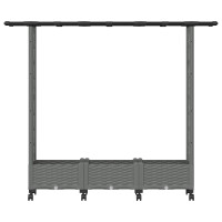 Produktbild för Upphöjd Bädd med Spaljé och Tak Ljusgrå 164 x 40 x 127 cm PP