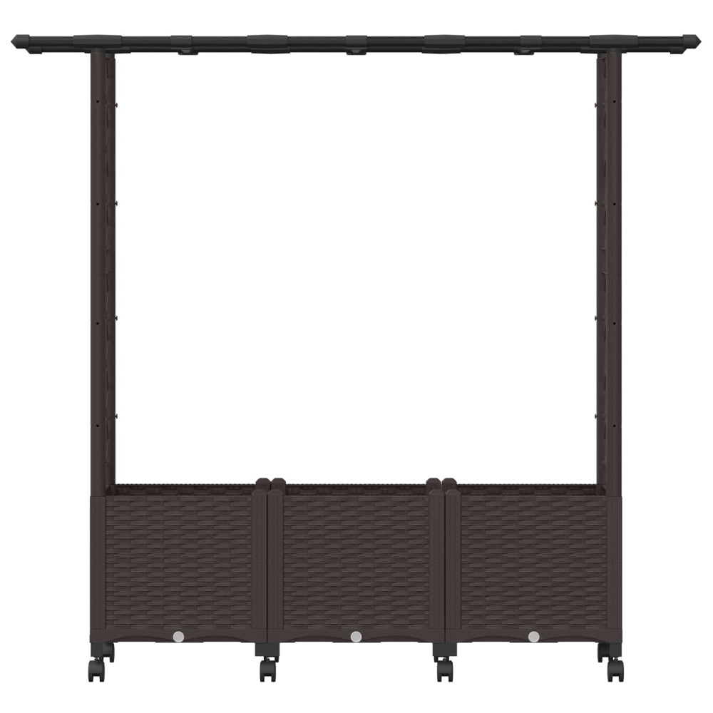 Produktbild för Upphöjd Bädd med Spaljé och Tak Brun 162,5 x 40 x 142 cm PP