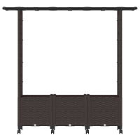 Produktbild för Upphöjd Bädd med Spaljé och Tak Brun 162,5 x 40 x 142 cm PP