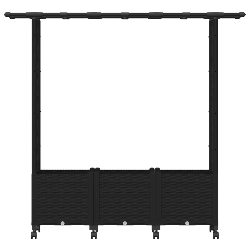 Produktbild för Upphöjd Bädd med Spaljé och Tak Svart 162,5 x 40 x 142 cm PP