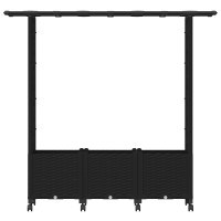 Produktbild för Upphöjd Bädd med Spaljé och Tak Svart 162,5 x 40 x 142 cm PP